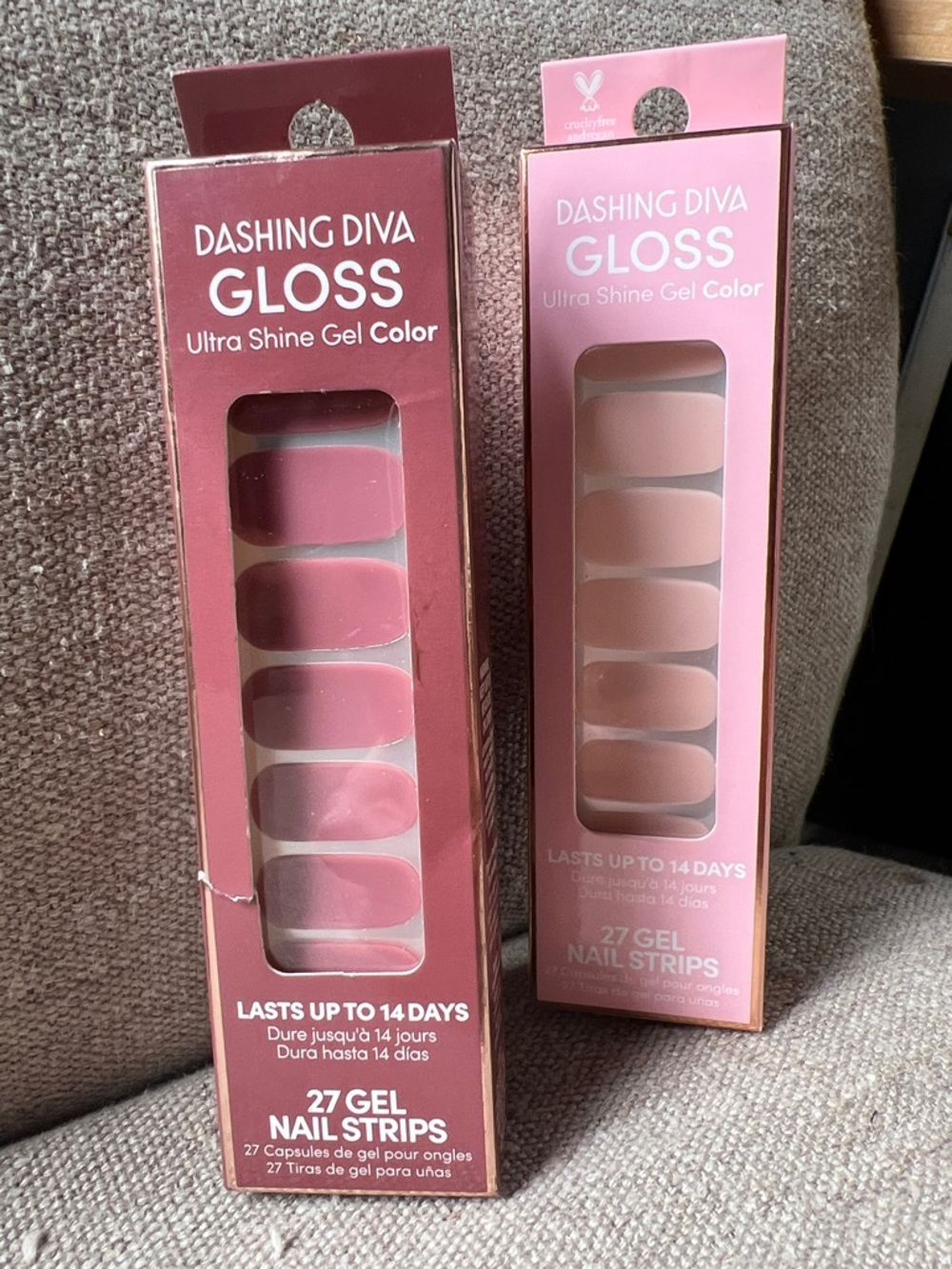 DASHING DIVA GLOSS Ultra Shine Gel Nail Strips- Moody Mauve and Cotton Candy